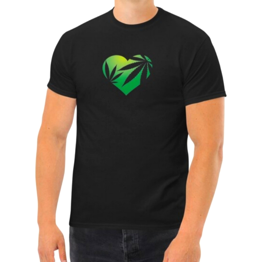 Green Cannabis Heart 💚 Mens Tee szs S, M, L and XL. I have 25 of each size 💚
